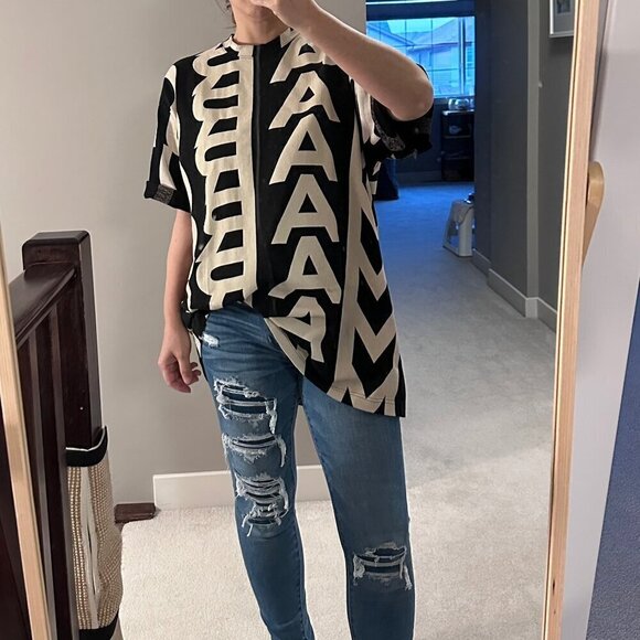 NEW! Marc Jacobs The Monogram Big Tee -Unisex -BLACK/IVORY - Picture 2 of 10